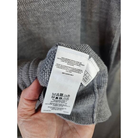 Brooks Brothers 100% Extra Fine Merino Wool Henley Pull-Over Sweater Sz LG Gray - Picture 7 of 7